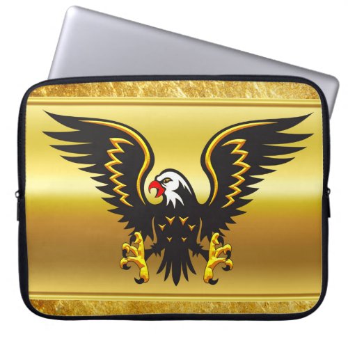 Comic strip Black and Gold eagle with gold foil Laptop Sleeve