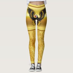 Comic strip Black and Gold eagle with gold foil Leggings