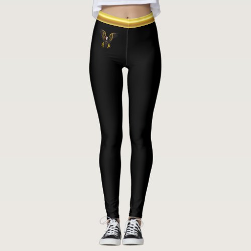 Comic strip Black and Gold eagle with gold foil Leggings