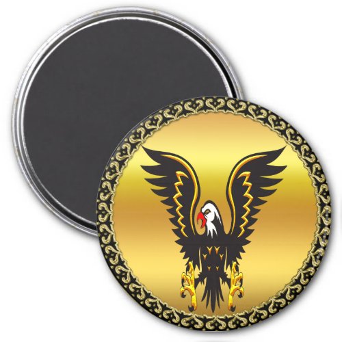 Comic strip Black and Gold eagle with gold foil Magnet