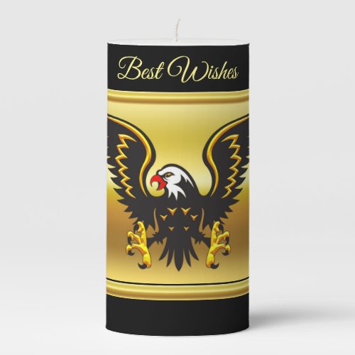 Comic strip Black and Gold eagle with gold foil Pillar Candle