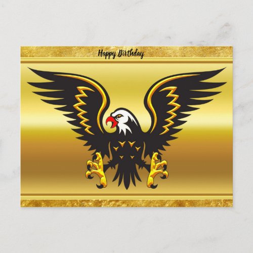 Comic strip Black and Gold eagle with gold foil Postcard