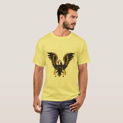 Comic strip Black and Gold eagle with gold foil T_Shirt