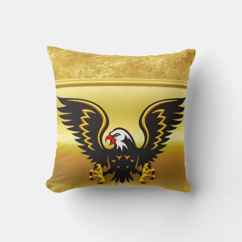 Comic strip Black and Gold eagle with gold foil Throw Pillow