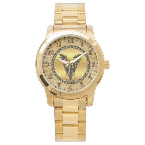 Comic strip Black and Gold eagle with gold foil Watch