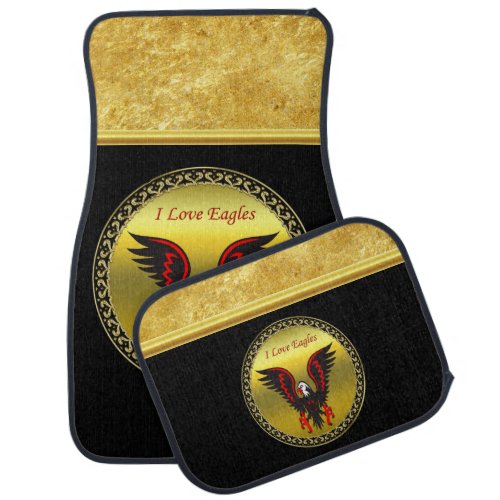 Comic strip Black and red eagle with gold foil Car Mat