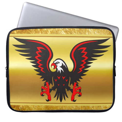 Comic strip Black and red eagle with gold foil Laptop Sleeve
