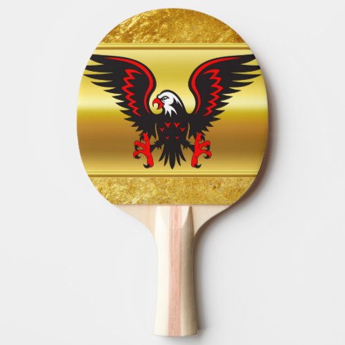 Comic strip Black and red eagle with gold foil Ping Pong Paddle