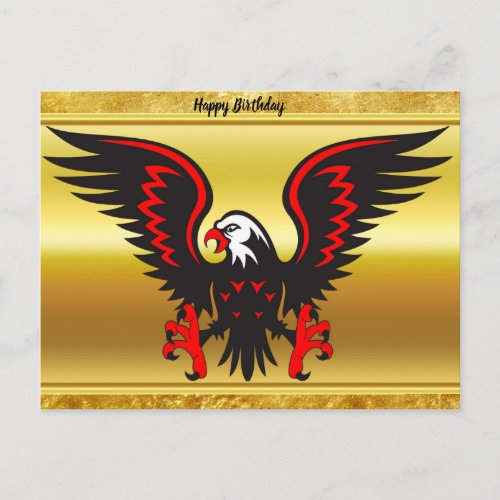 Comic strip Black and red eagle with gold foil Postcard