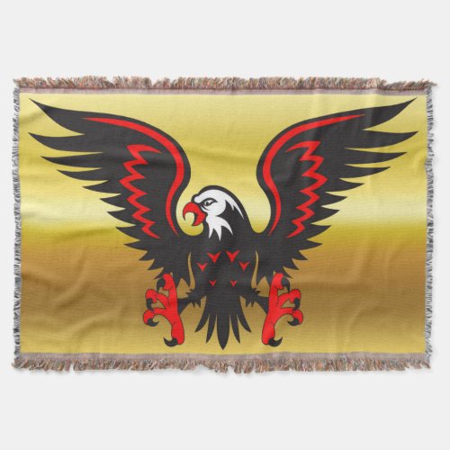 Comic strip Black and red eagle with gold foil Throw Blanket