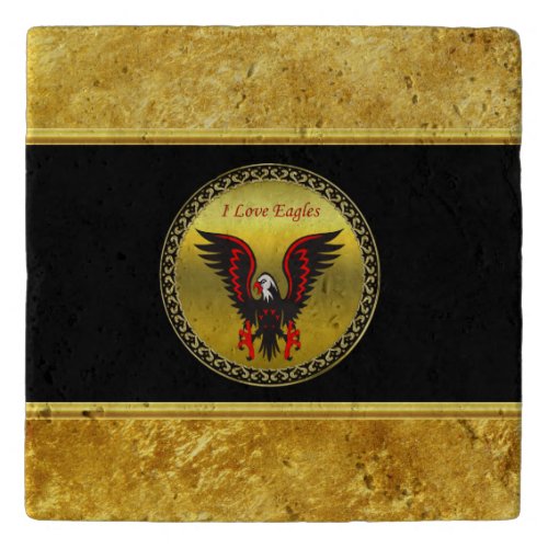 Comic strip Black and red eagle with gold foil Trivet