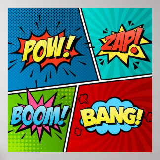 Comic Strip Text Comic Book Retro Pow Zap Boom Ban Poster