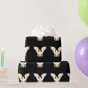 Comic strip White and Gold eagle with gold wings Wrapping Paper