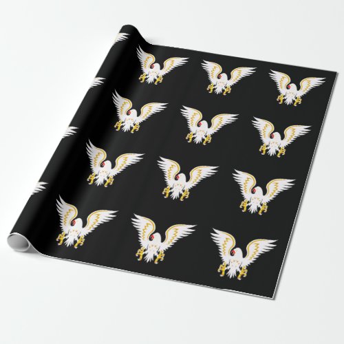 Comic strip White and Gold eagle with gold wings Wrapping Paper