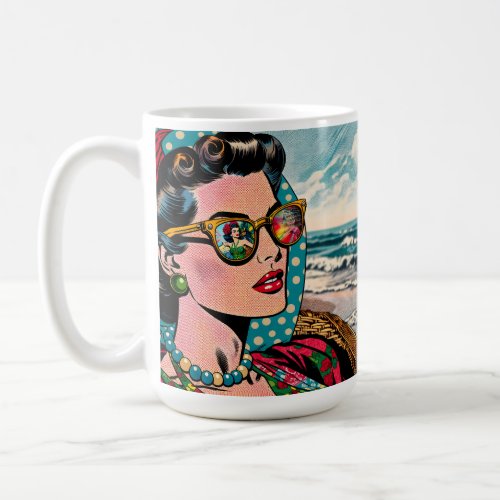Comic Style Art  Woman Watching Hula Dancer Coffee Mug