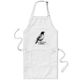 Comic-Style Black Bird Calling Long Apron