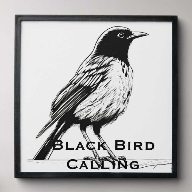 Comic-Style Black Bird Calling Peel And Stick Photo Tile (Front Set)