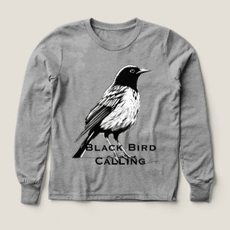 Comic-Style Black Bird Calling Tri-Blend Shirts