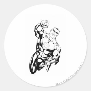 Comic Style - Flying Up, Black and White Classic Round Sticker