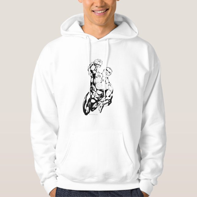 Comic Style - Flying Up, Black and White Hoodie (Front)