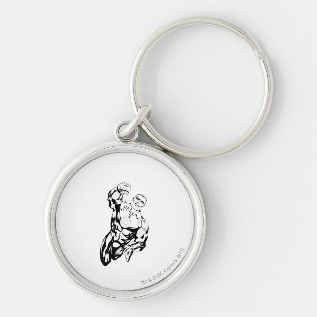 Comic Style - Flying Up, Black and White Keychain (Front)