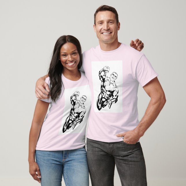 Comic Style - Flying Up, Black and White T-Shirt (Unisex)