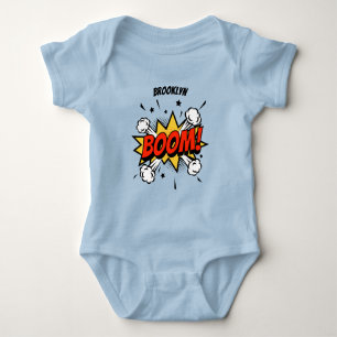 Comic style fun boom typography pop art baby bodysuit
