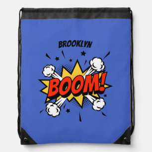 Comic style fun boom typography pop art drawstring bag