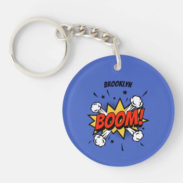 Comic style fun boom typography pop art keychain (Front)