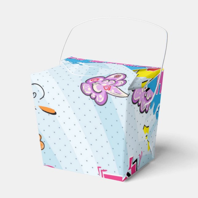 Comic Style Girly Super Hero Design Favor Boxes (Front Side)
