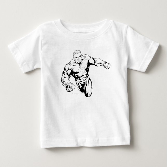 Comic Style - Green Lantern, Black and White Baby T-Shirt (Front)