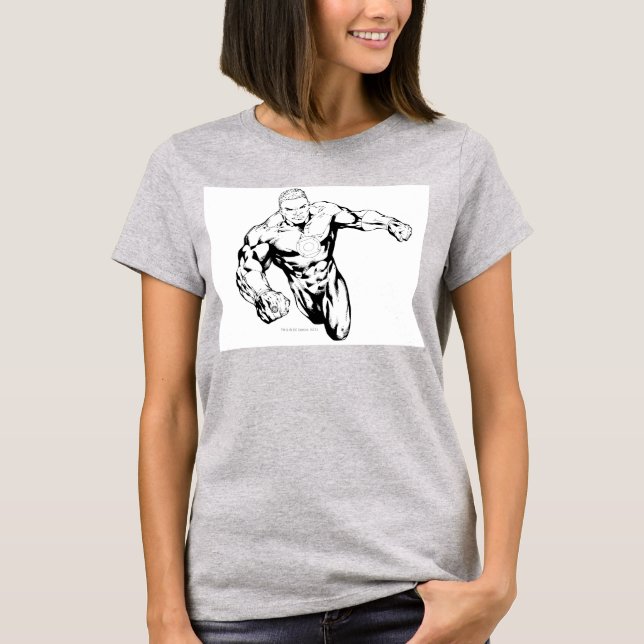 Comic Style - Green Lantern, Black and White T-Shirt (Front)