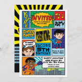 Comic Style Hero Birthday Invitations (Front/Back)