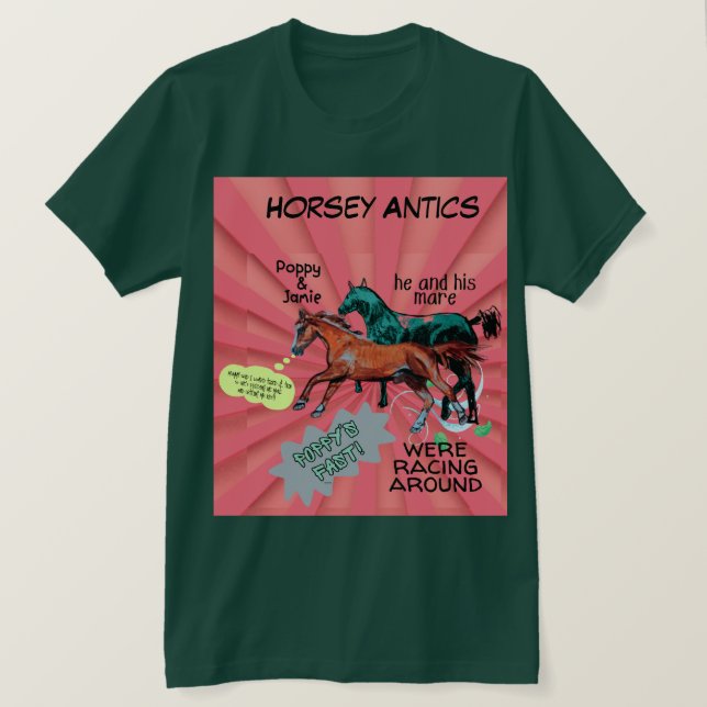 comic style horsey antics T-Shirt (Design Front)