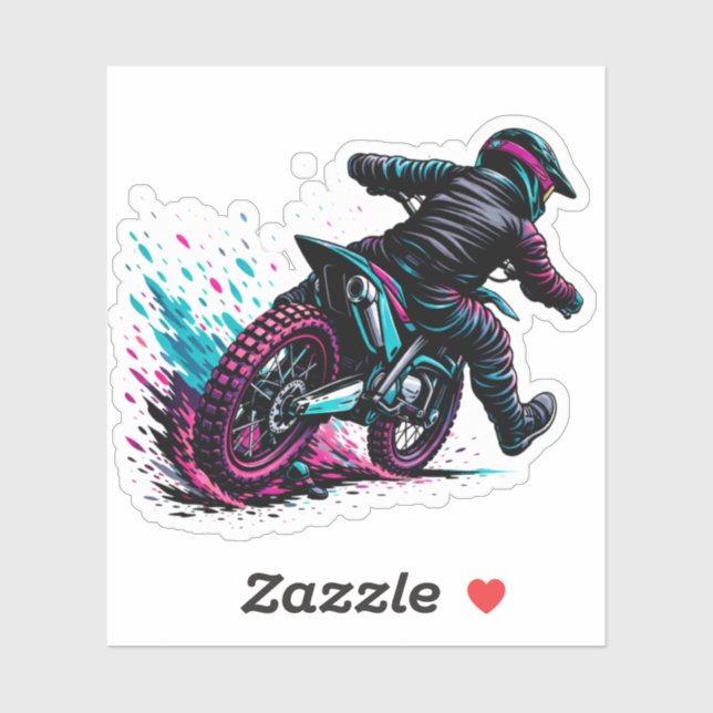 Comic Style Motocross Rider Mud Splash  Sticker (Sheet)