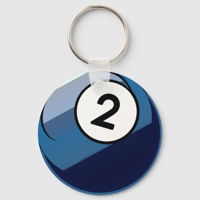 Comic Style Number 2 Billiards Ball Keychain (Front)