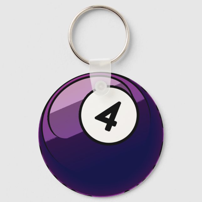 Comic Style Number 4 Billiards Ball Keychain (Front)