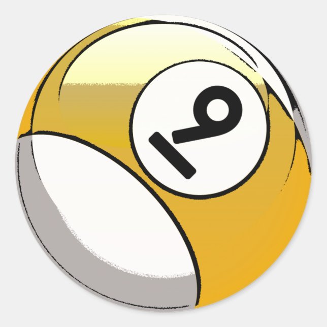 Comic Style Number 9 Billiards Ball Classic Round Sticker (Front)