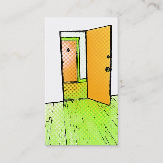 comic style open door : real estate business card (Front)