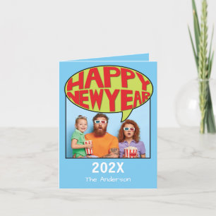 Comic Style Personalized Photo Happy New Year Card
