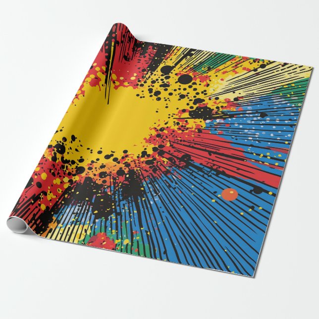 Comic Style Pop Art Explosion (10) Wrapping Paper (Unrolled)