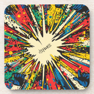 Comic Style Pop Art Explosion (2) Beverage Coaster