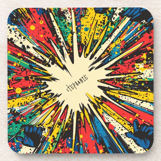 Comic Style Pop Art Explosion (2) Beverage Coaster (Front)