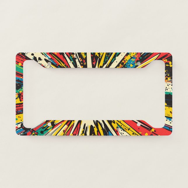 Comic Style Pop Art Explosion (2) License Plate Frame (Front)
