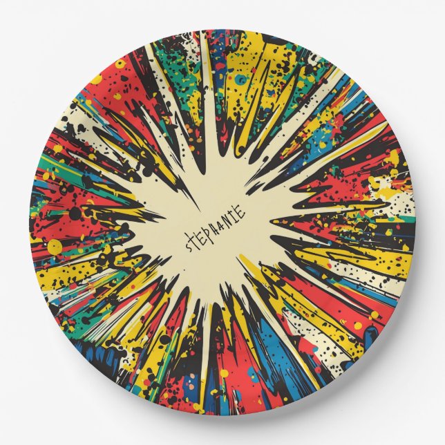 Comic Style Pop Art Explosion (2) Paper Plates (Front)