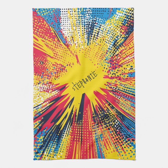 Comic Style Pop Art Explosion (3) Kitchen Towel (Vertical)