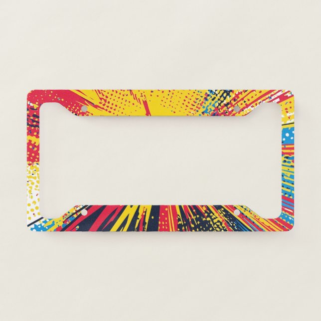 Comic Style Pop Art Explosion (3) License Plate Frame (Front)