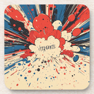 Comic Style Pop Art Explosion (4) Beverage Coaster