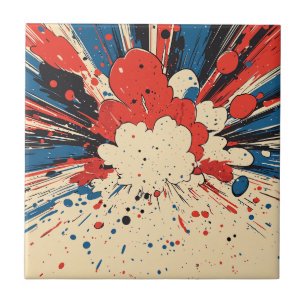 Comic Style Pop Art Explosion (4) Ceramic Tile