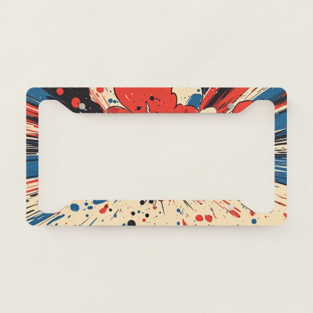 Comic Style Pop Art Explosion (4) License Plate Frame (Front)